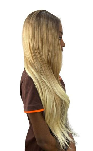 imagem de Peruca lace front jata fibra premium lisa aspecto natural